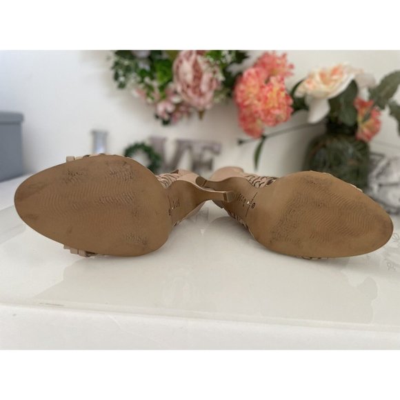 Corso Como Strappy Beige Nude Leather Sandals 4" Heels‎ Back Zipper Size 8.5 EUC - Picture 6 of 11